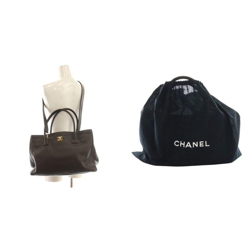 Chanel Executive Tote 10 Series Caviar Skin Bag Coco Mark Brown AQ - OS - OH
