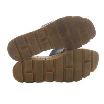 Hermes EZE H Cut Detail Sandals Platform Thick Leather 23.5cm (9.25in) Black