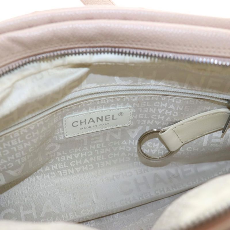 Chanel 9th Choco Bar Soft Caviar Skin Tote Handbag Pink Beige AQ - OS - OH