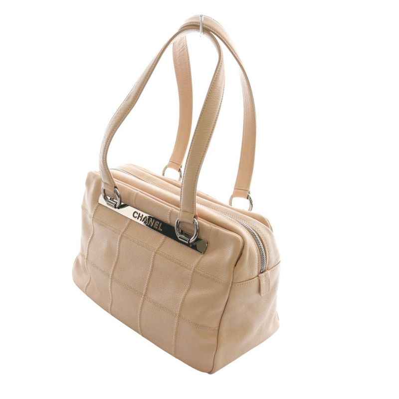 Chanel 9th Choco Bar Soft Caviar Skin Tote Handbag Pink Beige AQ - OS - OH