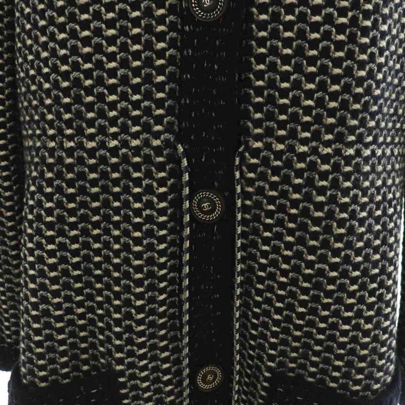 Chanel Long Cardigan Knit Long Sleeves Coco Mark Button Cashmere Silk Blend 34