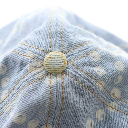 Chanel 25SS Printed Washed Denim Cap Hat Coco Mark Logo Light Blue Light Blue