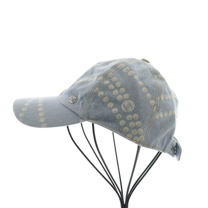 Chanel 25SS Printed Washed Denim Cap Hat Coco Mark Logo Light Blue Light Blue