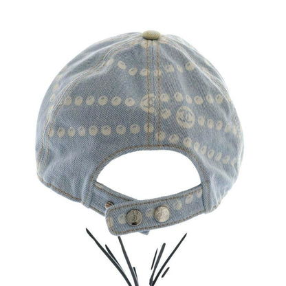 Chanel 25SS Printed Washed Denim Cap Hat Coco Mark Logo Light Blue Light Blue