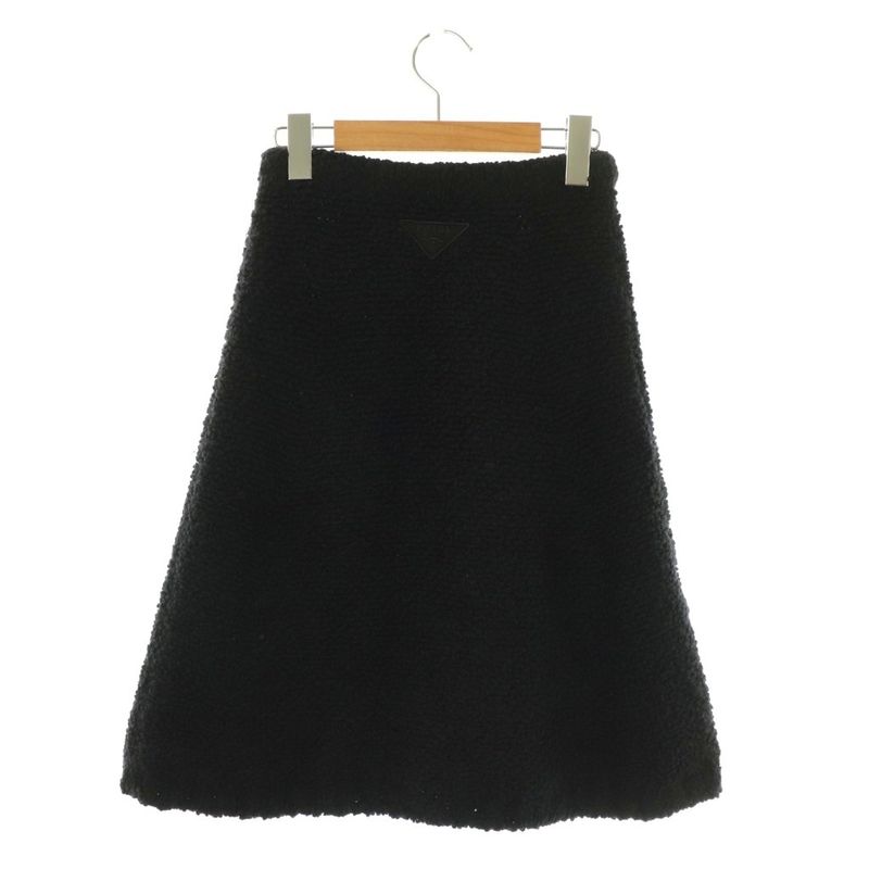 Prada 23 21455 Back Triangle Boucle Cles Knit Skirt Trapezoidal Mohair Blend 38