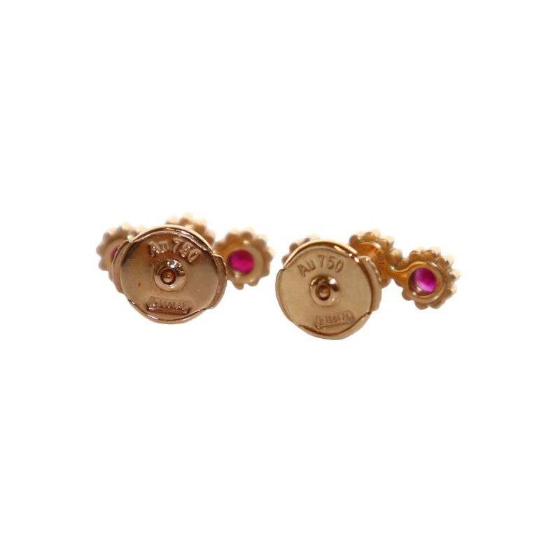 Christian DIOR Mimirose Earrings For Both Ears Stones 18K YG 750 Ruby 1.88g