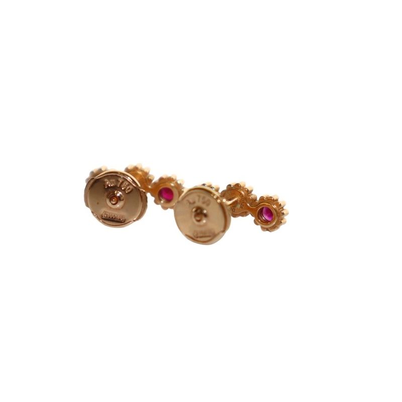 Christian DIOR Mimirose Earrings For Both Ears Stones 18K YG 750 Ruby 1.88g