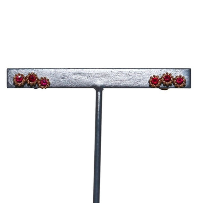 Christian DIOR Mimirose Earrings For Both Ears Stones 18K YG 750 Ruby 1.88g