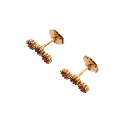 Christian DIOR Mimirose Earrings For Both Ears Stones 18K YG 750 Ruby 1.88g