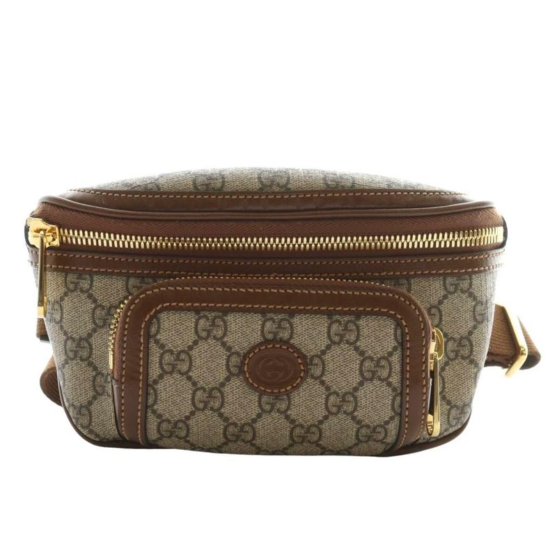 Gucci Waist Bag Body Bag GG Supreme Interlocking G Brown Beige 682933 AQ - OS -
