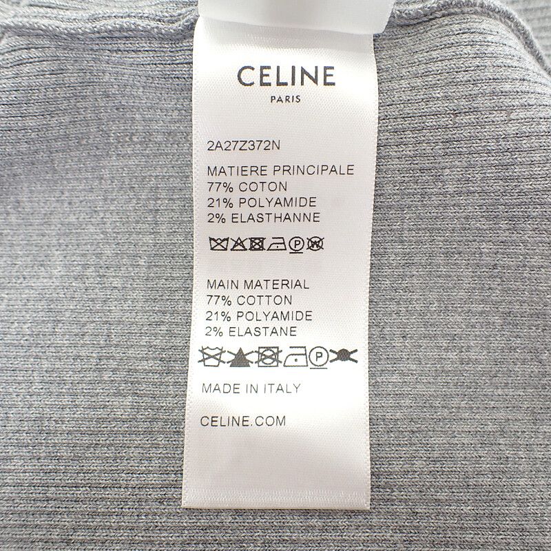 Celine Zip-up Logo 2a27z372n Hoodie Cotton Gray Women Short Sleeves [A Rank