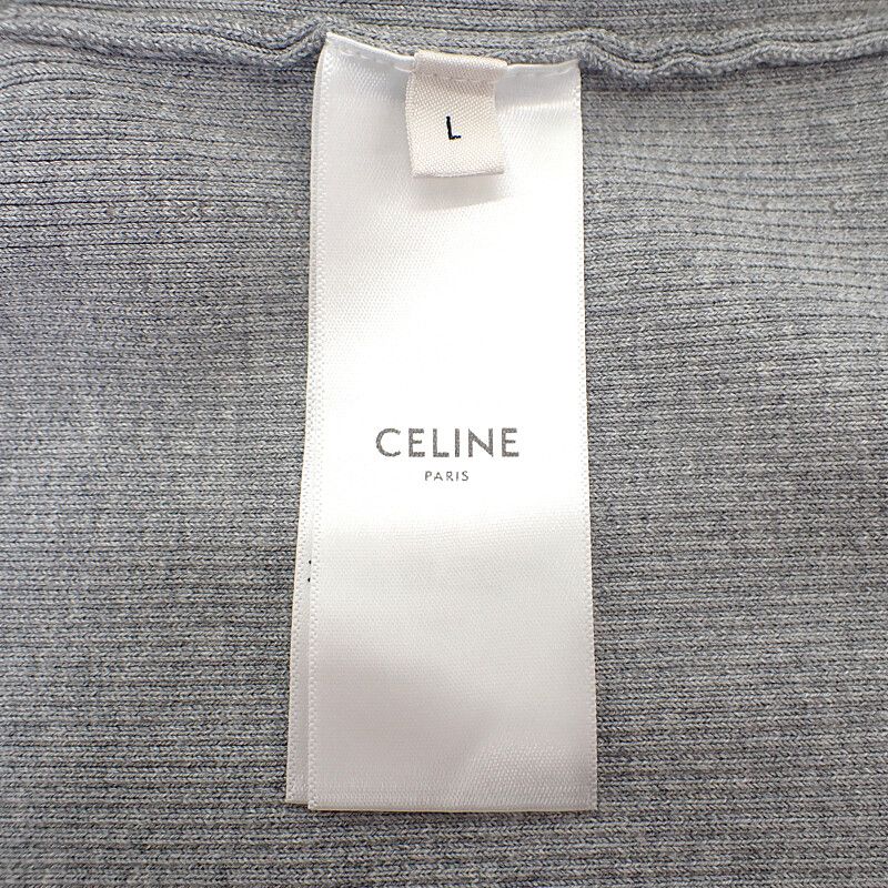 Celine Zip-up Logo 2a27z372n Hoodie Cotton Gray Women Short Sleeves [A Rank