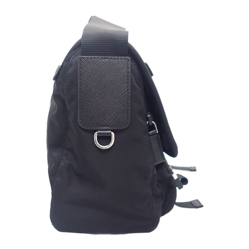Prada Tessuto 1bd953 Shoulder Bag Nylon Black Silver Hardware Men's Business