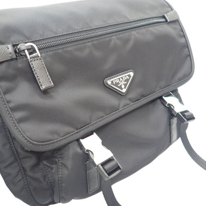 Prada Tessuto 1bd953 Shoulder Bag Nylon Black Silver Hardware Men's Business