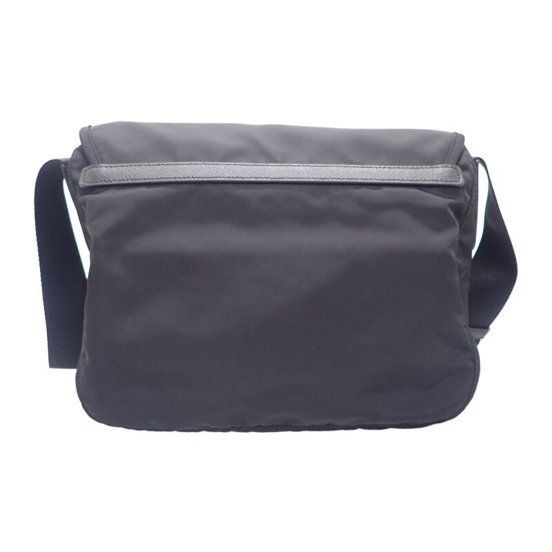Prada Tessuto 1bd953 Shoulder Bag Nylon Black Silver Hardware Men's Business
