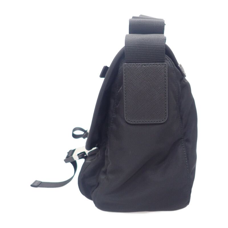 Prada Tessuto 1bd953 Shoulder Bag Nylon Black Silver Hardware Men's Business