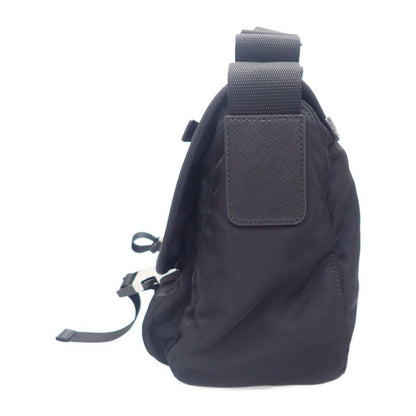 Prada Tessuto 1bd953 Shoulder Bag Nylon Black Silver Hardware Men's Business