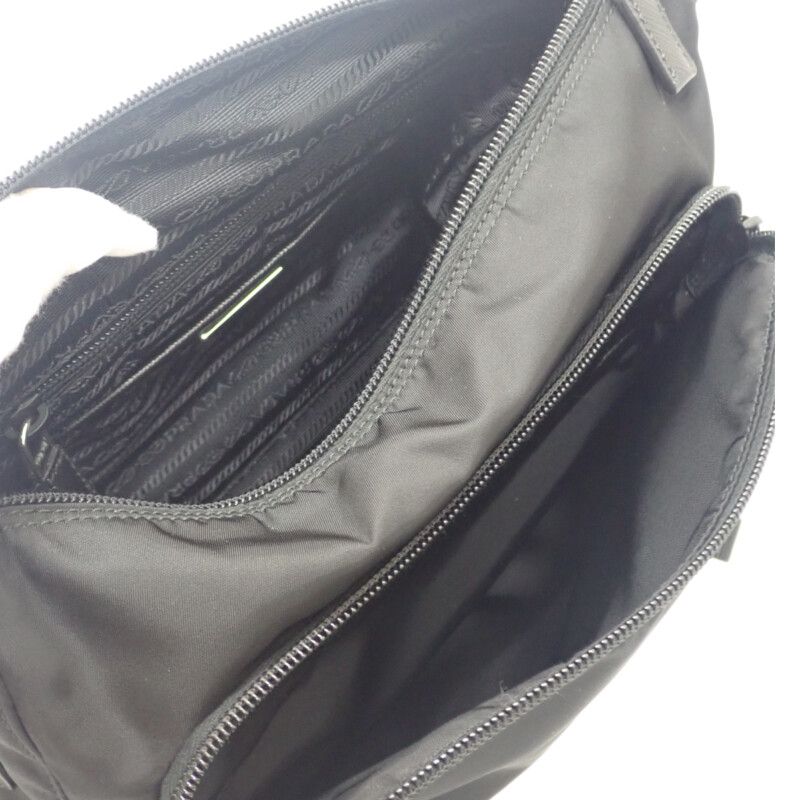 Prada Tessuto 1bd953 Shoulder Bag Nylon Black Silver Hardware Men's Business