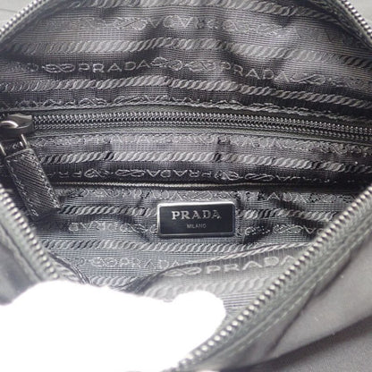 Prada Tessuto 1bd953 Shoulder Bag Nylon Black Silver Hardware Men's Business