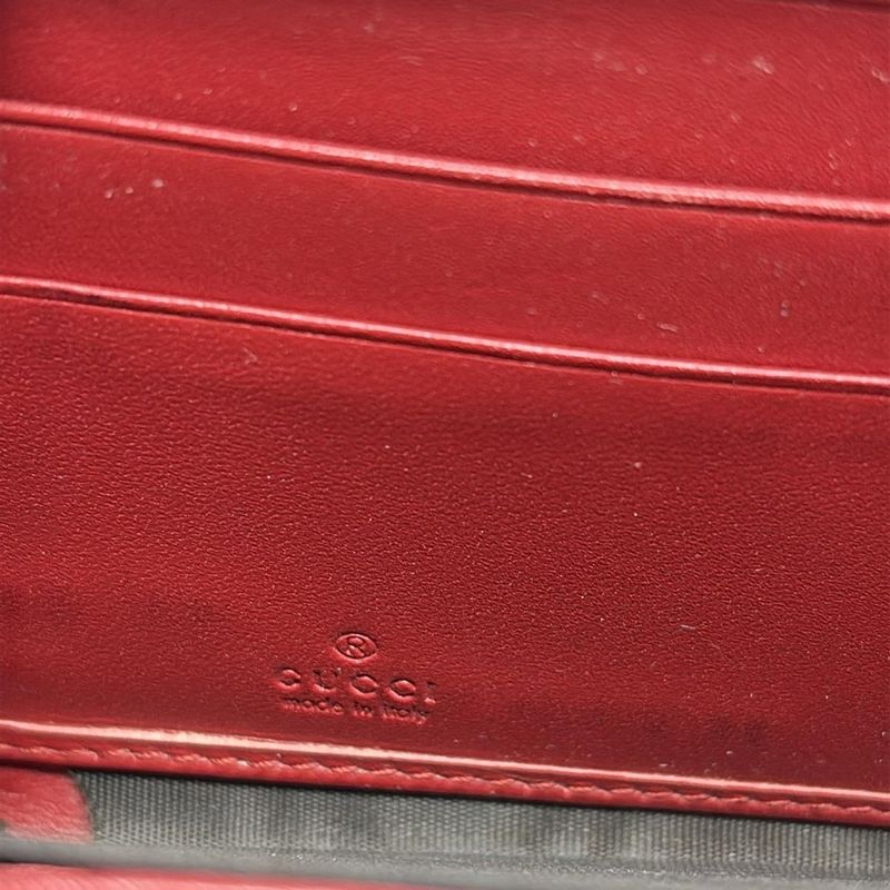 Gucci Long Wallet Sylvie 476083 Bordeaux X Dark Navy X Gold Round Zipper Leather