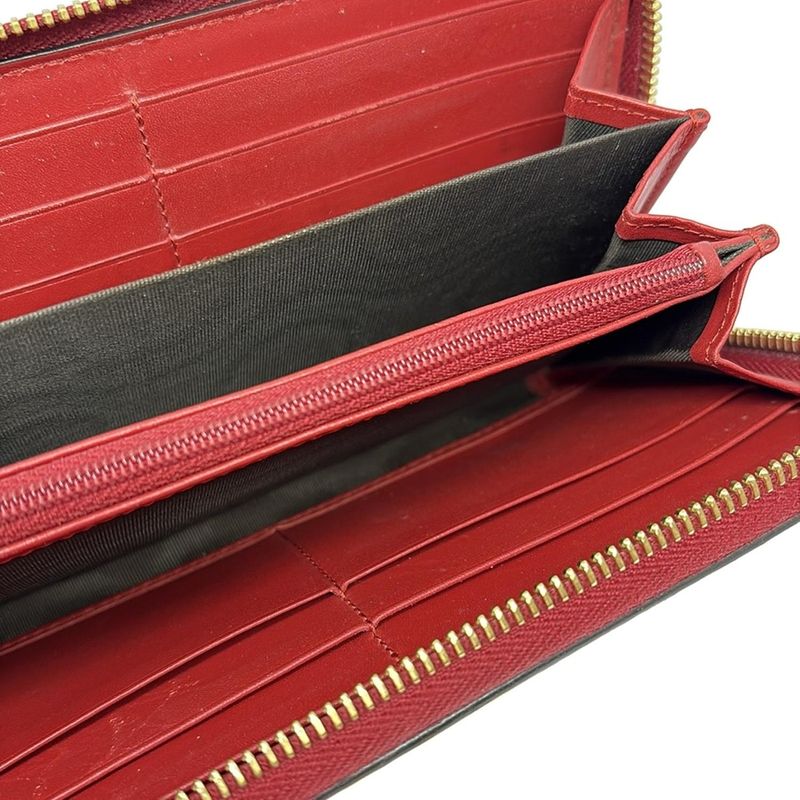 Gucci Long Wallet Sylvie 476083 Bordeaux X Dark Navy X Gold Round Zipper Leather