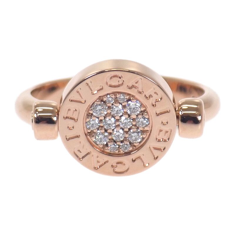 Bulgari Bvlgari Flip No 11 350539 Ring 18K Pink Gold Diamond Shell Ladies