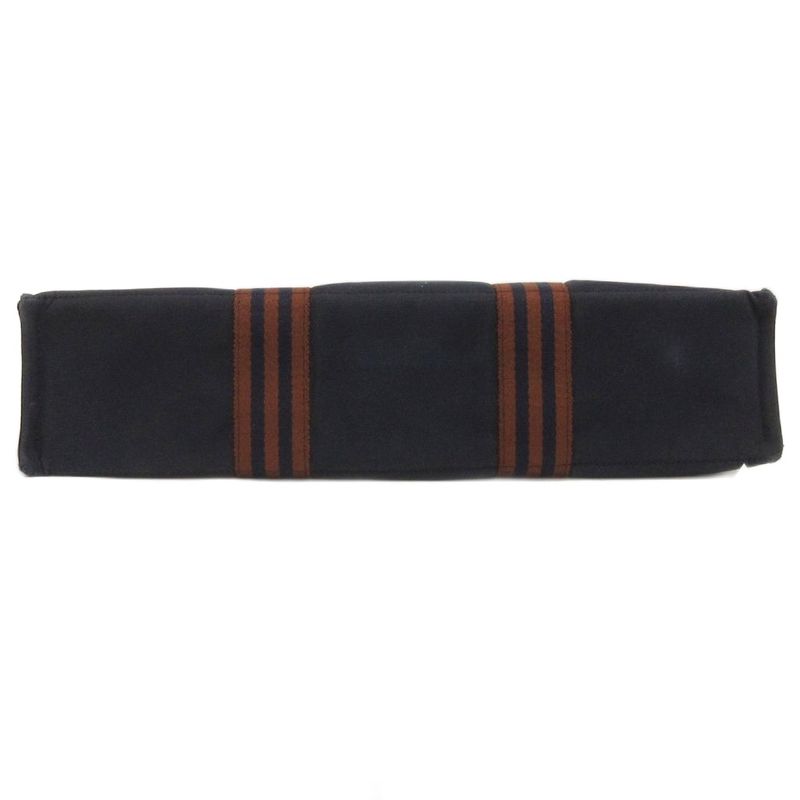 Hermes Fourre Tout MM Tote Bag Shoulder Bag Canvas Navy Blue Navy Bag