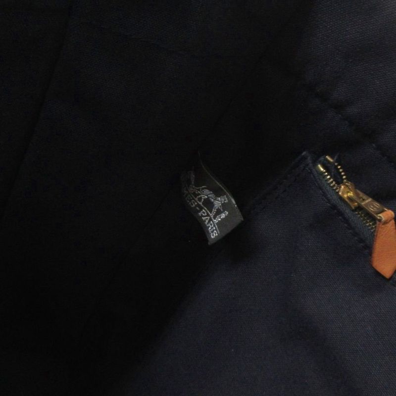 Hermes Fourre Tout MM Tote Bag Shoulder Bag Canvas Navy Blue Navy Bag