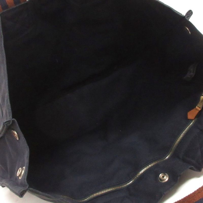 Hermes Fourre Tout MM Tote Bag Shoulder Bag Canvas Navy Blue Navy Bag