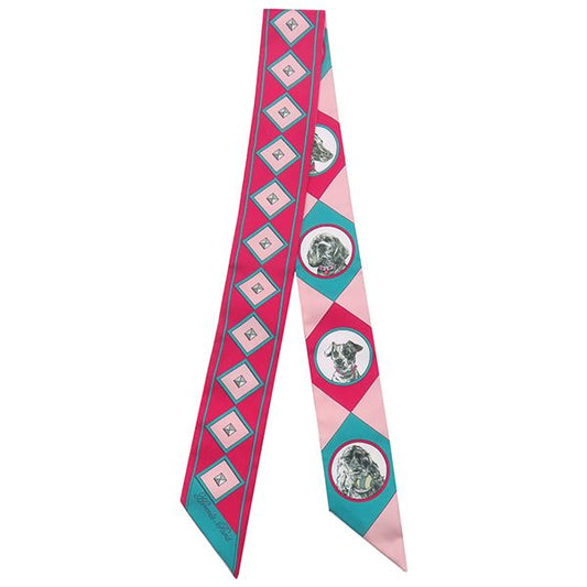 Hermes Scarf Twillie Silk Framboise and Veil and Rose [colliers Et Chiens