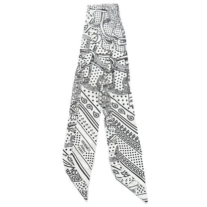 Hermes Scarf Twillie Silk White and Black [frilled Eperon D'or Bandana Frilled