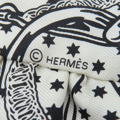 Hermes Scarf Twillie Silk White and Black [frilled Eperon D'or Bandana Frilled