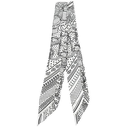 Hermes Scarf Twillie Silk White and Black [frilled Eperon D'or Bandana Frilled