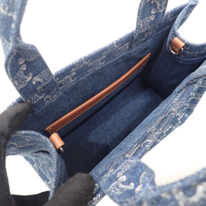Celine Small Cabas Tice 199162frg.05ds Tote Bag Triomphe Denim Calf Leather