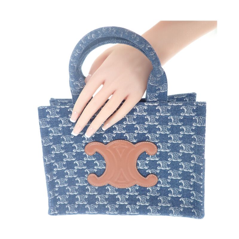Celine Small Cabas Tice 199162frg.05ds Tote Bag Triomphe Denim Calf Leather