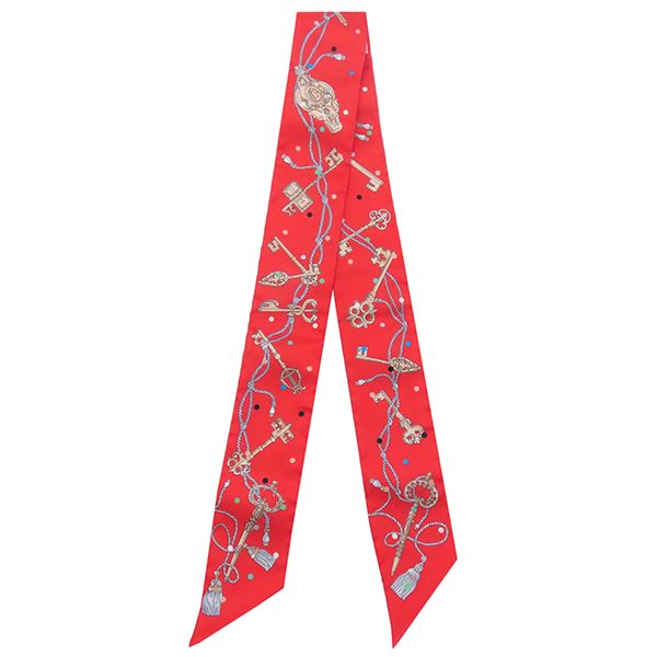 Hermes Scarf Twillie Silk Grenadine Beige and Multi-Colored [les Cles a Pois