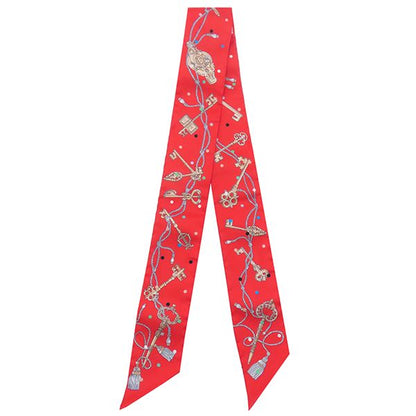 Hermes Scarf Twillie Silk Grenadine Beige and Multi-Colored [les Cles a Pois