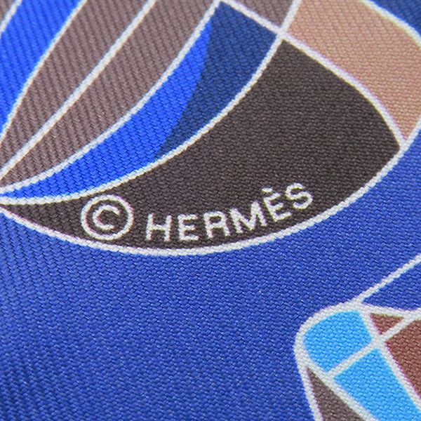 Hermes Scarf Twillie Silk Marine and Marron Glasse and White [les Folies du