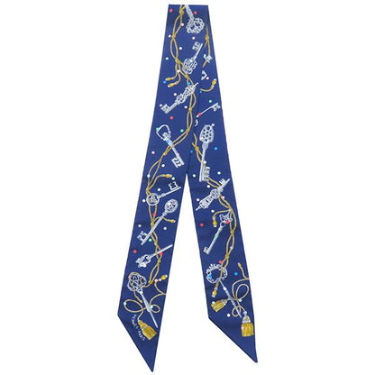 Hermes Scarf Twillie Silk Marine and Gris Argeon [les Cles a Pois Les Cles a