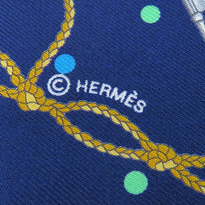 Hermes Scarf Twillie Silk Marine and Gris Argeon [les Cles a Pois Les Cles a