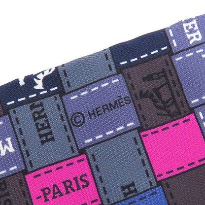 Hermes Scarf Twillie Silk Blue Rouge Vif and Gray [bolduc Au Carre Bolduc