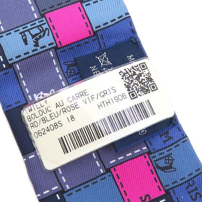 Hermes Scarf Twillie Silk Blue Rouge Vif and Gray [bolduc Au Carre Bolduc