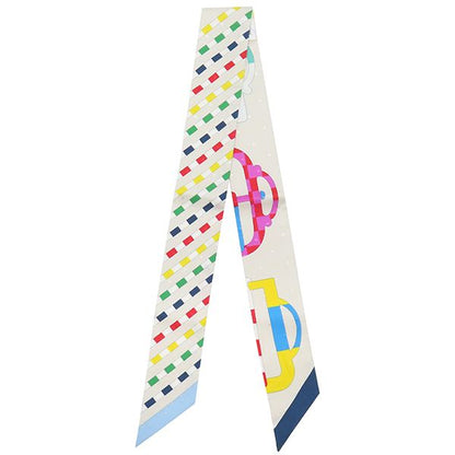 Hermes Scarf Twillie Silk Cles × Blue × Rouge [bouclerie Moderne Modern Buckle