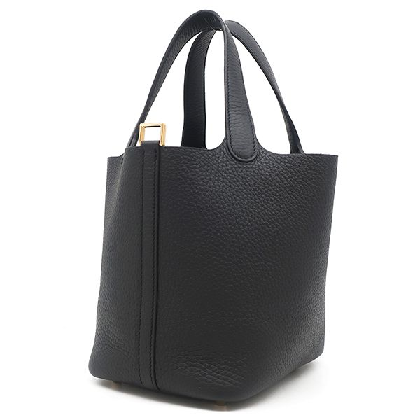 Hermes Handbag Picotin Lock PM Taurillon Clemence Black Gold Hardware Never