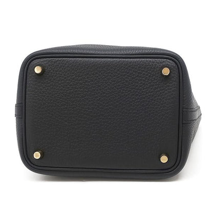 Hermes Handbag Picotin Lock PM Taurillon Clemence Black Gold Hardware Never