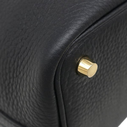 Hermes Handbag Picotin Lock PM Taurillon Clemence Black Gold Hardware Never