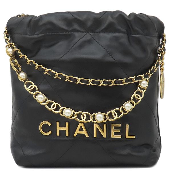 Chanel Shoulder Bag Chanel 22 Mini Leather Chain Shoulder Leather Black Gold