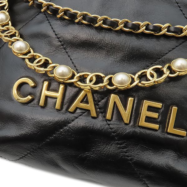 Chanel Shoulder Bag Chanel 22 Mini Leather Chain Shoulder Leather Black Gold