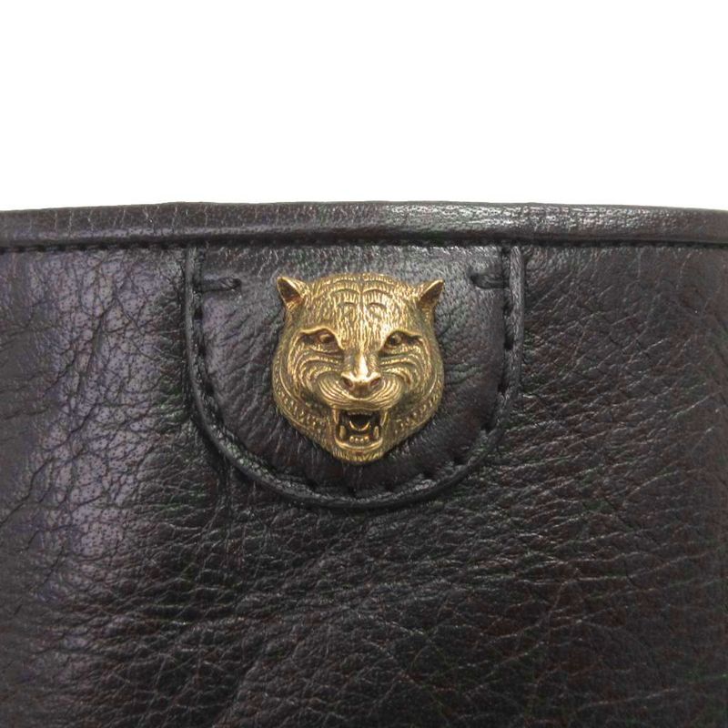 Gucci Long Boots Taiga Head Leather Black 35 22cm (8.66in) Approx Shoes AA