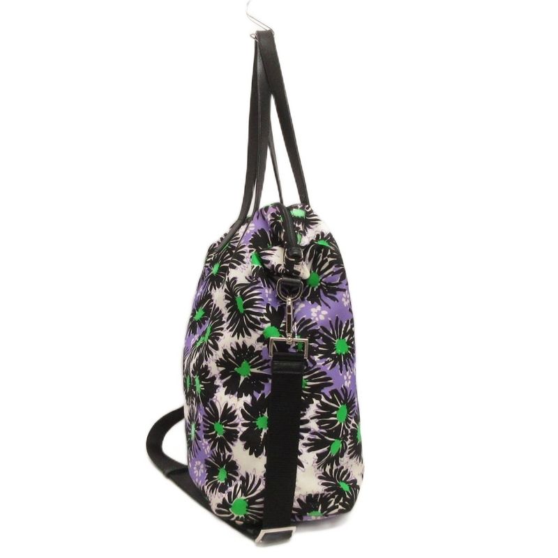 Prada 2WAY Flower Print Shoulder Bag Triangle Plate Tessuto Stampat Bag Tote